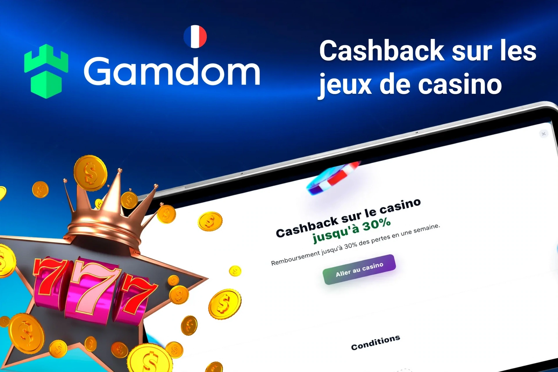 Application mobile avec offre de rakeback poker Gamdom jusqu'à 50 %, dés rouges et cartes à jouer