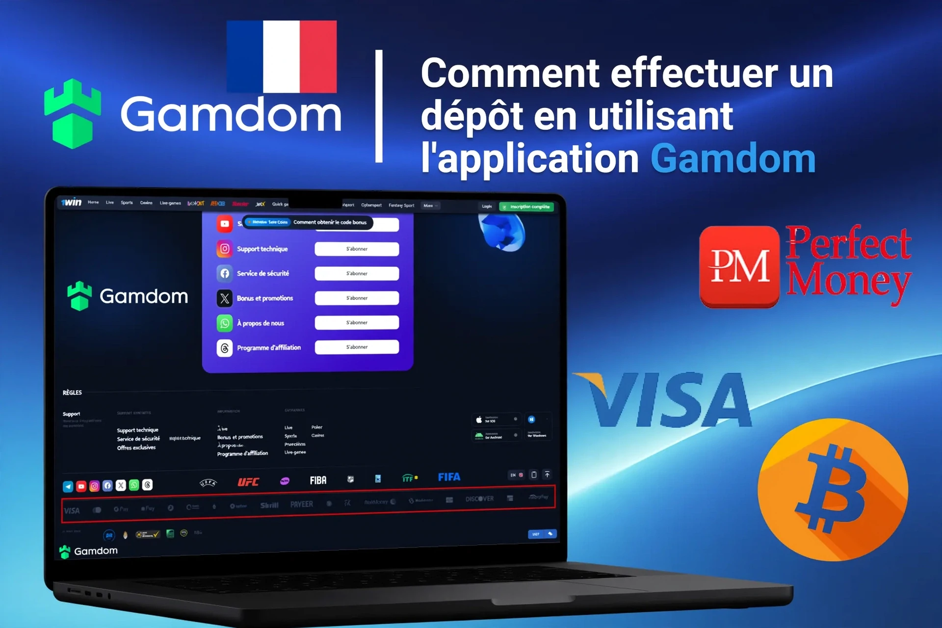 Processus d'inscription sur l'application mobile Gamdom avec options de connexion sociale