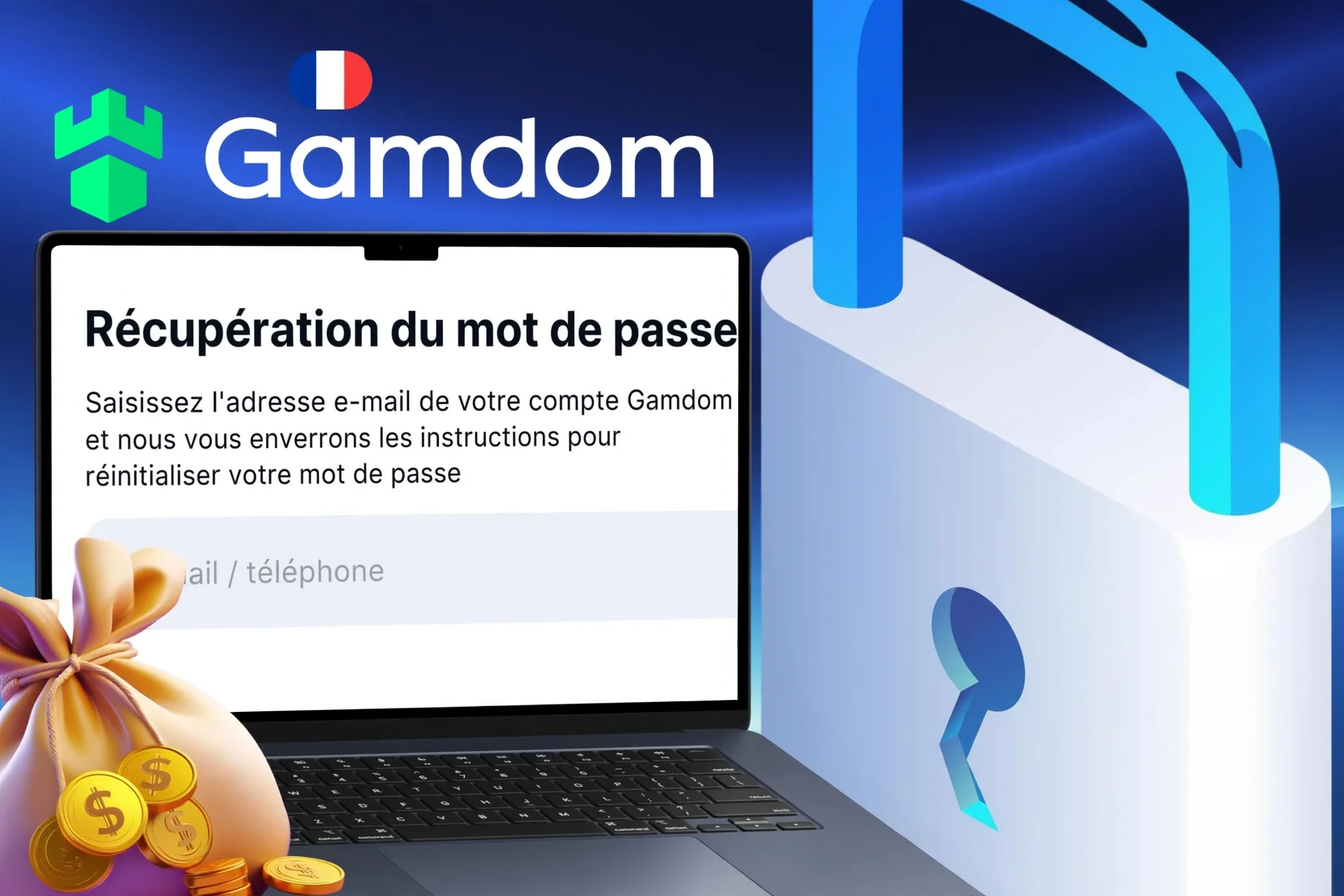 Algorithme de restauration d'accès au compte Gamdom en cas de perte de mot de passe